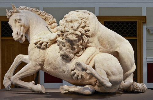 Installing “Lion Attacking a Horse” at the Getty Villa