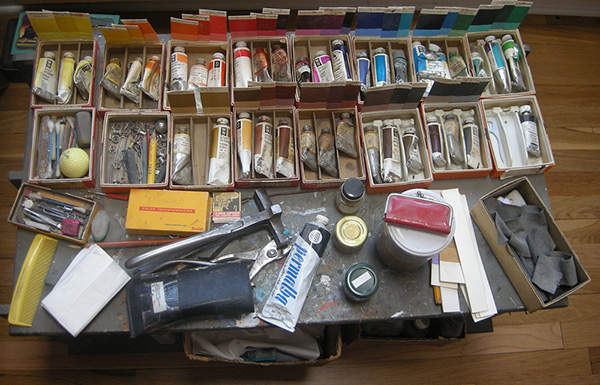 Frederick Hammersley's paints and studio tools / Albuquerque, New Mexico