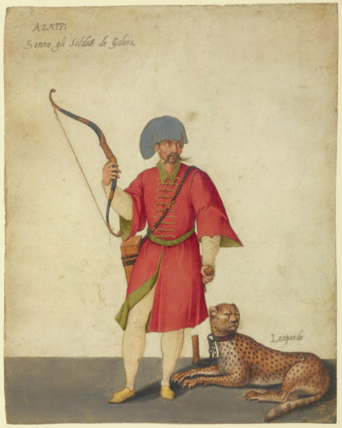 A Smartly Costumed Soldier and His Fierce Cat