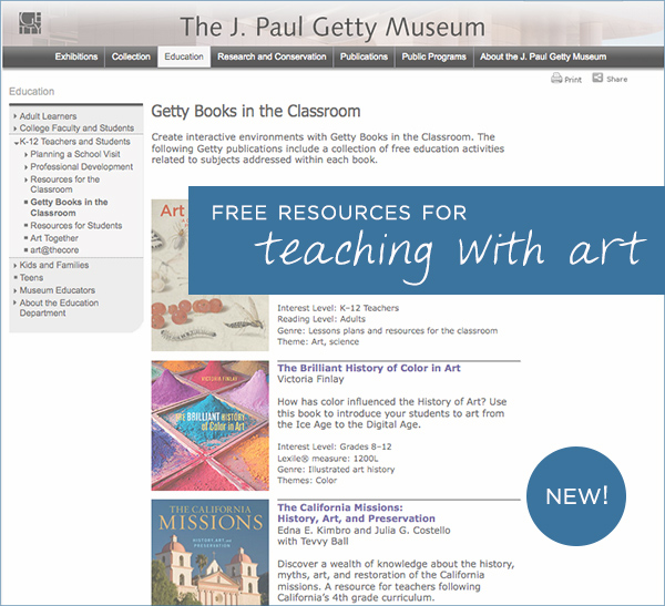 Getty Books in the Classroom - free resources for teaching with art