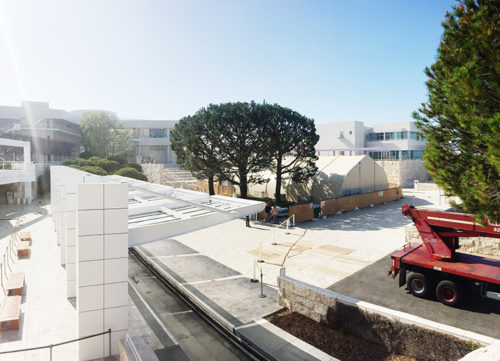 Replica Buddhist Caves Rise on the Getty Center Plaza