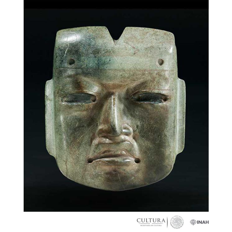 Mask, 800 BC (Fabrication); AD 1469–81 (Deposition), Olmec style. Hornblende hornfels, 41⁄16 × 3 3⁄8 × 15⁄16 in. Mask, 800 BC (Fabrication); AD 1469–81 (Deposition), Olmec style. Hornblende hornfels, 41⁄16 × 3 3⁄8 × 15⁄16 in.