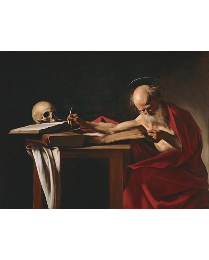 <em>Saint Jerome</em>, about 1605–6, Caravaggio. Oil on canvas. Saint Jerome, about 1605–6, Caravaggio. Oil on canvas.