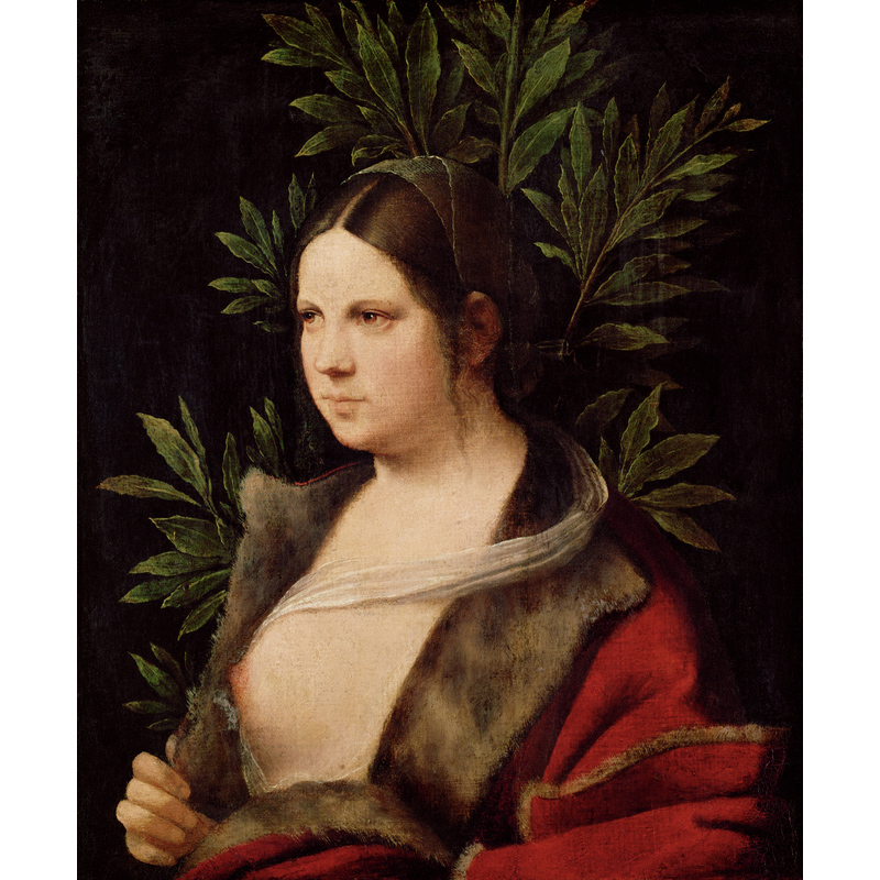 Laura, 1506, Giorgione (Giorgio Da Castelfranco). Oil on canvas, originally mounted on a softwood panel, 16 1/8 × 13 1/4 in. KHM-Museumsverband, Picture Gallery. Image: KHM-Museumsverband / Kunsthistorisches Museum, Vienna