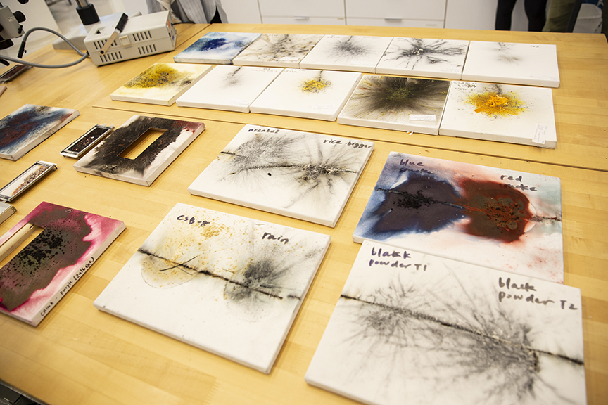 Samples of Cai Guo-Qiang's artworks used by the conservation team