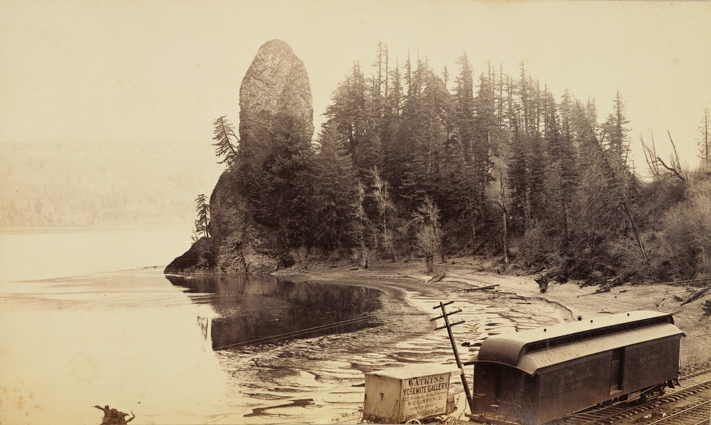 Rooster Rock, Columbia River, about 1883, Carleton Watkins. Albumen silver print, 4 3/4 × 8 1/16 in. The J. Paul Getty Museum, 92.XM.99.8. Digital image courtesy of the Getty's Open Content Program Rooster Rock, Columbia River, about 1883, Carleton Watkins. Albumen silver print, 4 3/4 × 8 1/16 in. The J. Paul Getty Museum, 92.XM.99.8. Digital image courtesy of the Getty's Open Content Program
