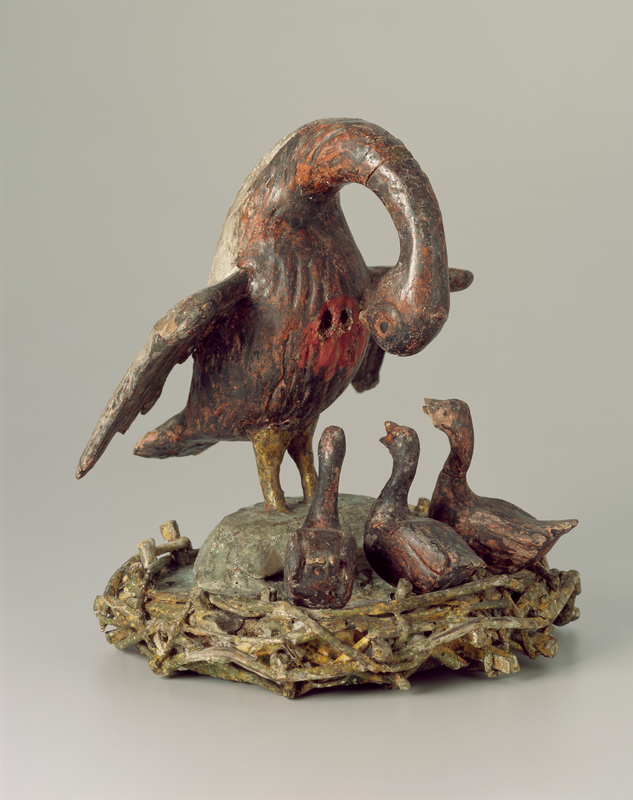 Sculpture with Pelicans, 1500–1600, Swiss. Painted wood, 11 5/8 × 10 5/8 × 10 1/4 in. Swiss National Museum, Zurich, LM-3972. Image Swiss National Museum, LM-3972, DIG-10683 Sculpture with Pelicans, 1500–1600, Swiss. Painted wood, 11 5/8 × 10 5/8 × 10 1/4 in. Swiss National Museum, Zurich, LM-3972. Image Swiss National Museum, LM-3972, DIG-10683