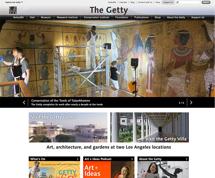 The Getty.edu home page in 2019.