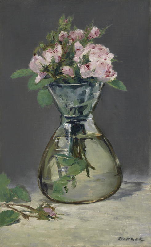 <em>Moss Roses in a Vase</em>, 1882, Édouard Manet. Oil on canvas, 22 × 13 5/8 in. Sterling and Francine Clark Art Institute, Williamstown, Massachusetts, USA Moss Roses in a Vase, 1882, Édouard Manet. Oil on canvas, 22 × 13 5/8 in. Sterling and Francine Clark Art Institute, Williamstown, Massachusetts, USA