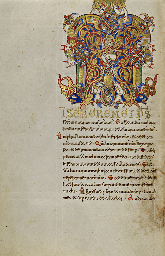 Inhabited Initial M, 1153. Tempera colors, gold leaf, gold paint, and ink on parchment, 7 9/16 × 5 3/16 in. The J. Paul Getty Museum, Ms. Ludwig IX 1 (83.ML.97), fol. 171v. Digital image courtesy of Getty's Open Content Program Inhabited Initial M, 1153. Tempera colors, gold leaf, gold paint, and ink on parchment, 7 9/16 × 5 3/16 in. The J. Paul Getty Museum, Ms. Ludwig IX 1 (83.ML.97), fol. 171v. Digital image courtesy of Getty's Open Content Program