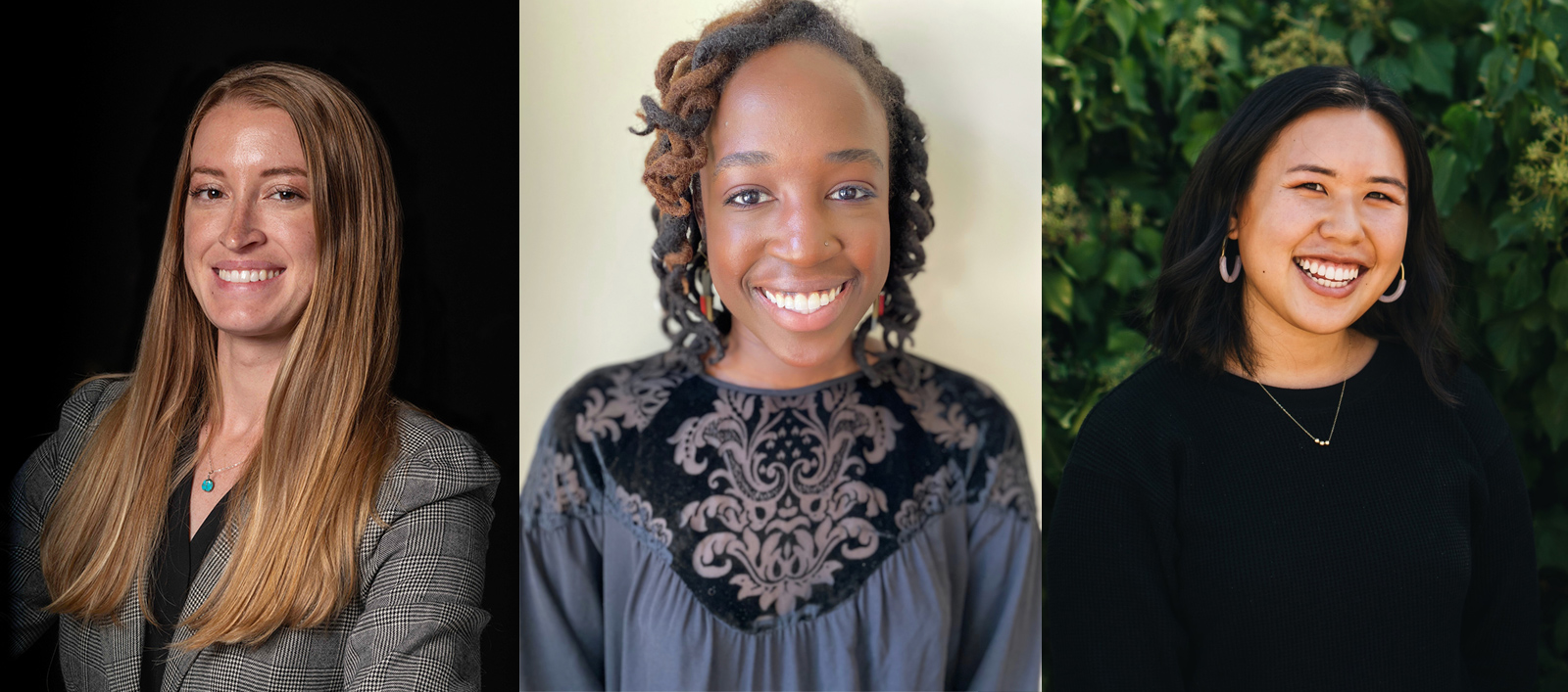 Headshots of three smiling women