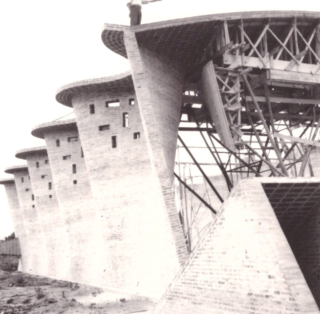 Historic photo of the church under construction