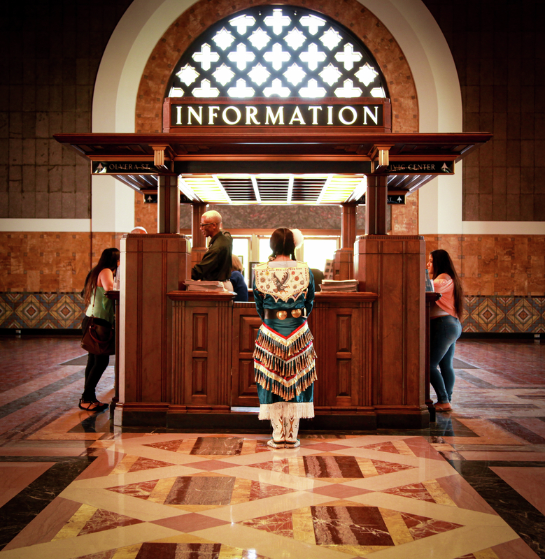 Viki Eagle at Union Station, 2016, Pamela J. Peters. Chromogenic print, 31 × 30 × 1 1/2 in. © Pamela J. Peters