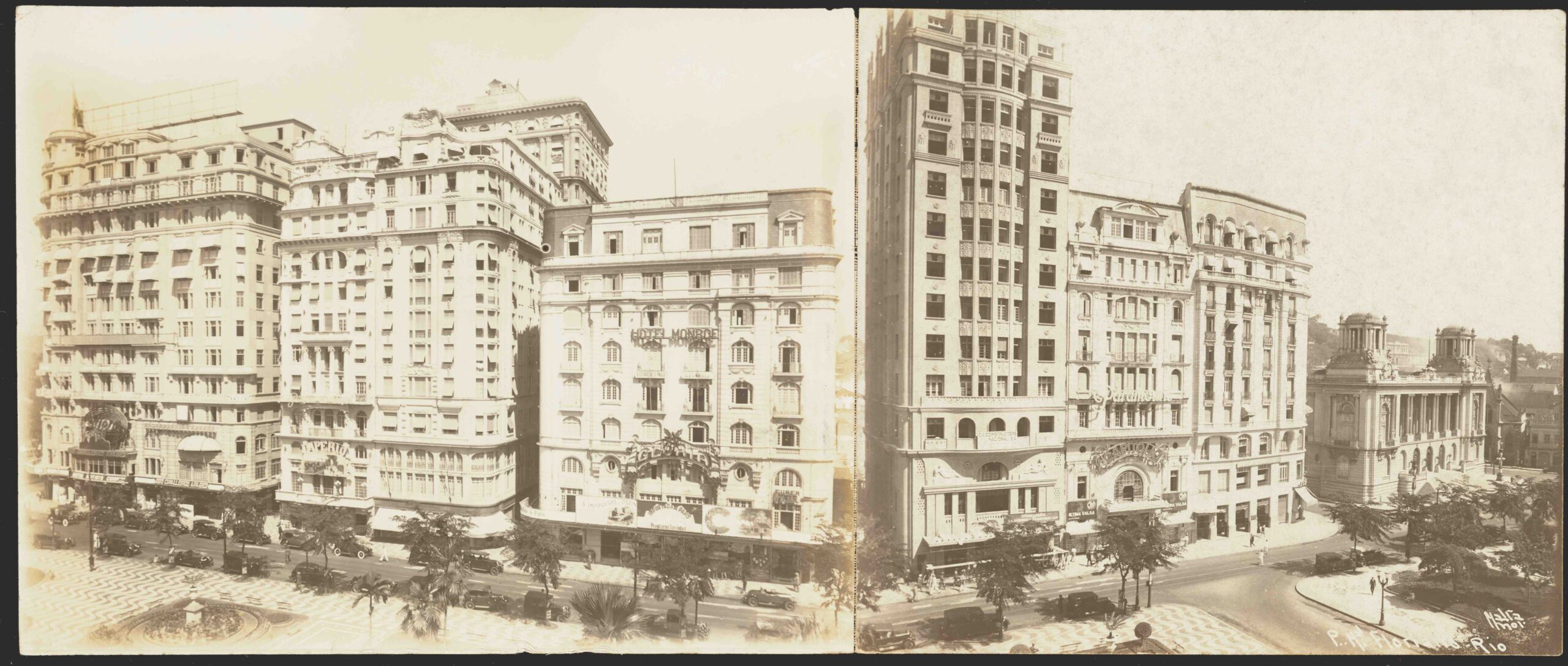[Panoramic view of "Cinelândia" on Avenida Rio Branco], 1928, Augusto Malta. Gelatin silver print, 13 × 21 3/4 in. Getty Research Institute, 92.R.14.1