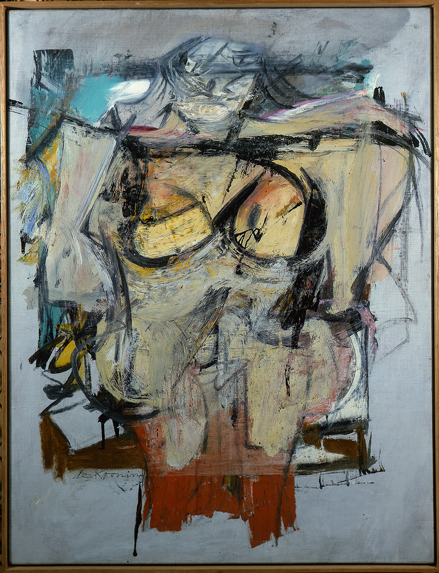 Woman-Ochre, prior to the 1985 theft. <em>Woman-Ochre</em>, 1954–55, Willem de Kooning. Oil on canvas. Collection of The University of Arizona Museum of Art, Tucson; Gift of Edward J. Gallagher, Jr. Artwork © 2021 The Willem de Kooning Foundation / Artists Rights Society (ARS), New York Woman-Ochre, prior to the 1985 theft. Woman-Ochre, 1954–55, Willem de Kooning. Oil on canvas. Collection of The University of Arizona Museum of Art, Tucson; Gift of Edward J. Gallagher, Jr. Artwork © 2021 The Willem de Kooning Foundation / Artists Rights Society (ARS), New York