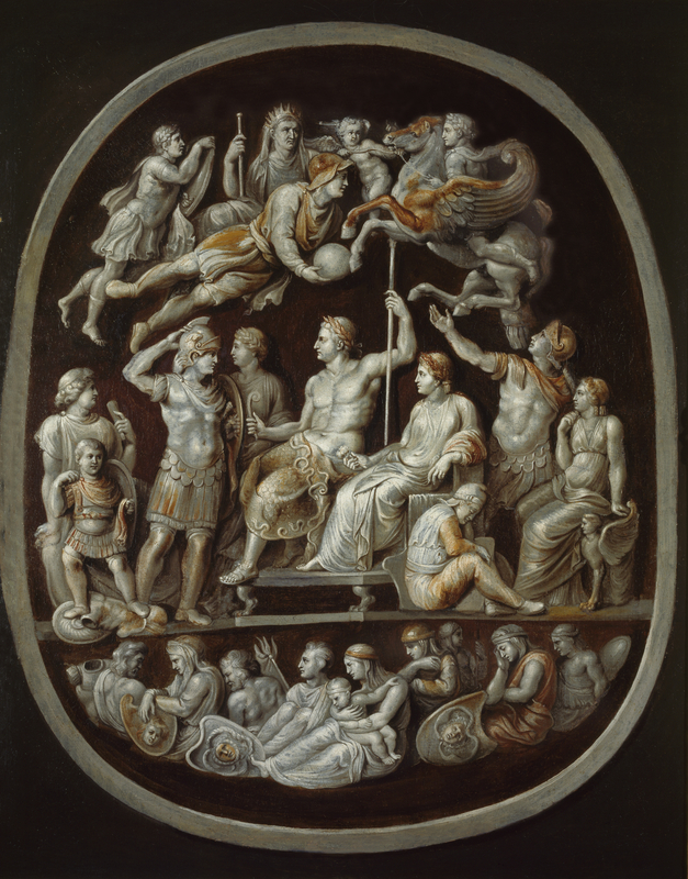 <i>The Glorification of Germanicus (Gemma Tiberiana)</i>, 1626, Peter Paul Rubens. Oil on canvas, 39 5/8 × 30 11/16 in. The Ashmolean Museum, University of Oxford. Accepted by HM Government in lieu of Inheritance Tax from the estate of Christopher Norris and purchased with the assistance of the Museums & Galleries Commission/V&A Purchase Grant Fund and the Art Fund, 1989. Image © Ashmolean Museum, University of Oxford Cameo of the Glorification of Germanicus.