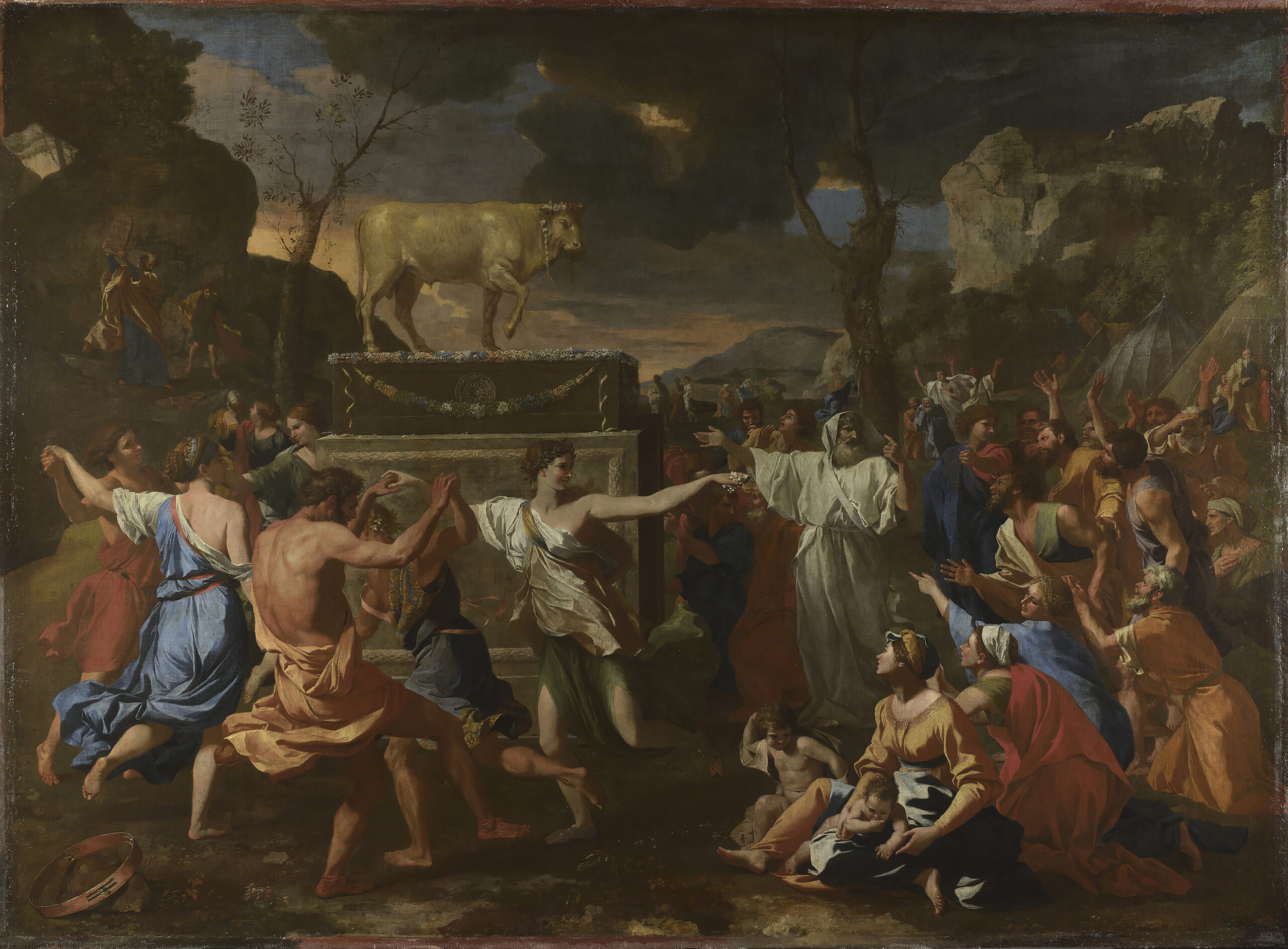 <i>The Adoration of the Golden Calf</i>, about 1633–34, Nicolas Poussin, oil on canvas. The National Gallery, London. Bought with a contribution from the Art Fund, 1945. © The National Gallery, London The Adoration of the Golden Calf, about 1633–34, Nicolas Poussin, oil on canvas. The National Gallery, London. Bought with a contribution from the Art Fund, 1945. © The National Gallery, London
