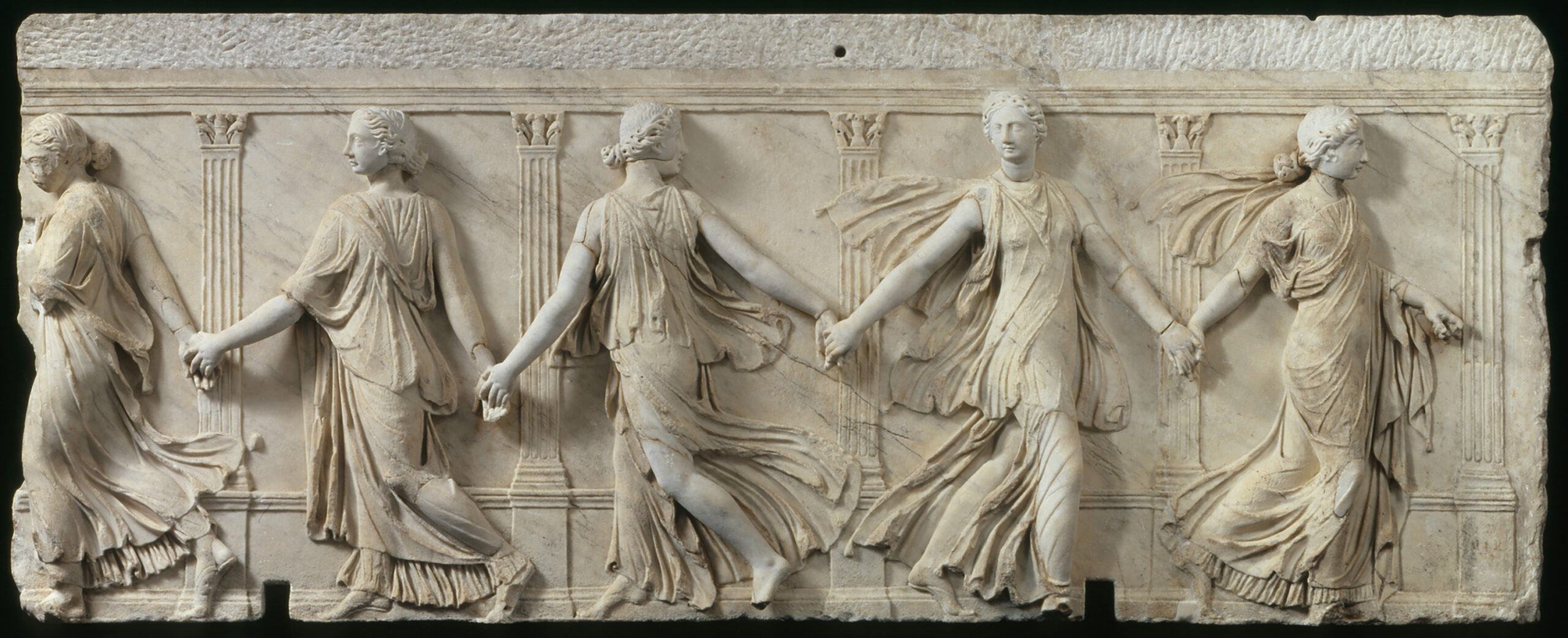 Relief of Five Dancers before a Portico, known as the Borghese Dancers, 2nd century. Paris, Musee du Louvre, Department of Greek, Etruscan and Roman Antiquities. © RMN-Grand Palais / Art Resource, NY Relief of Five Dancers before a Portico, known as the Borghese Dancers, 2nd century. Paris, Musee du Louvre, Department of Greek, Etruscan and Roman Antiquities. © RMN-Grand Palais / Art Resource, NY